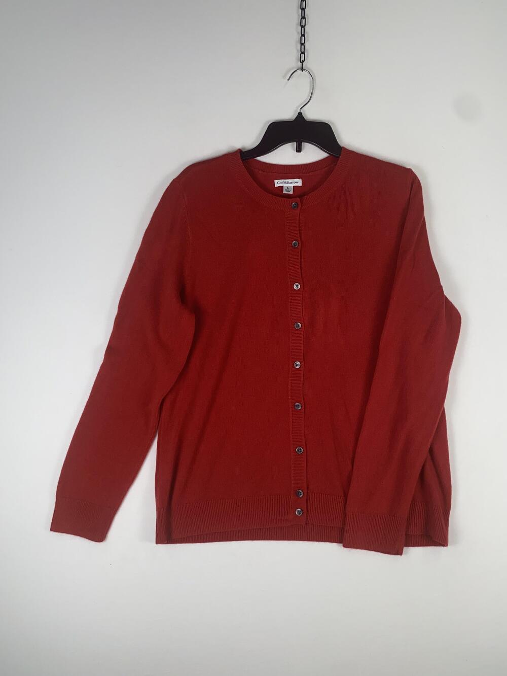 Croft & Barrow Cardigan Sweater Womens Large Red Button Lightweight Knit